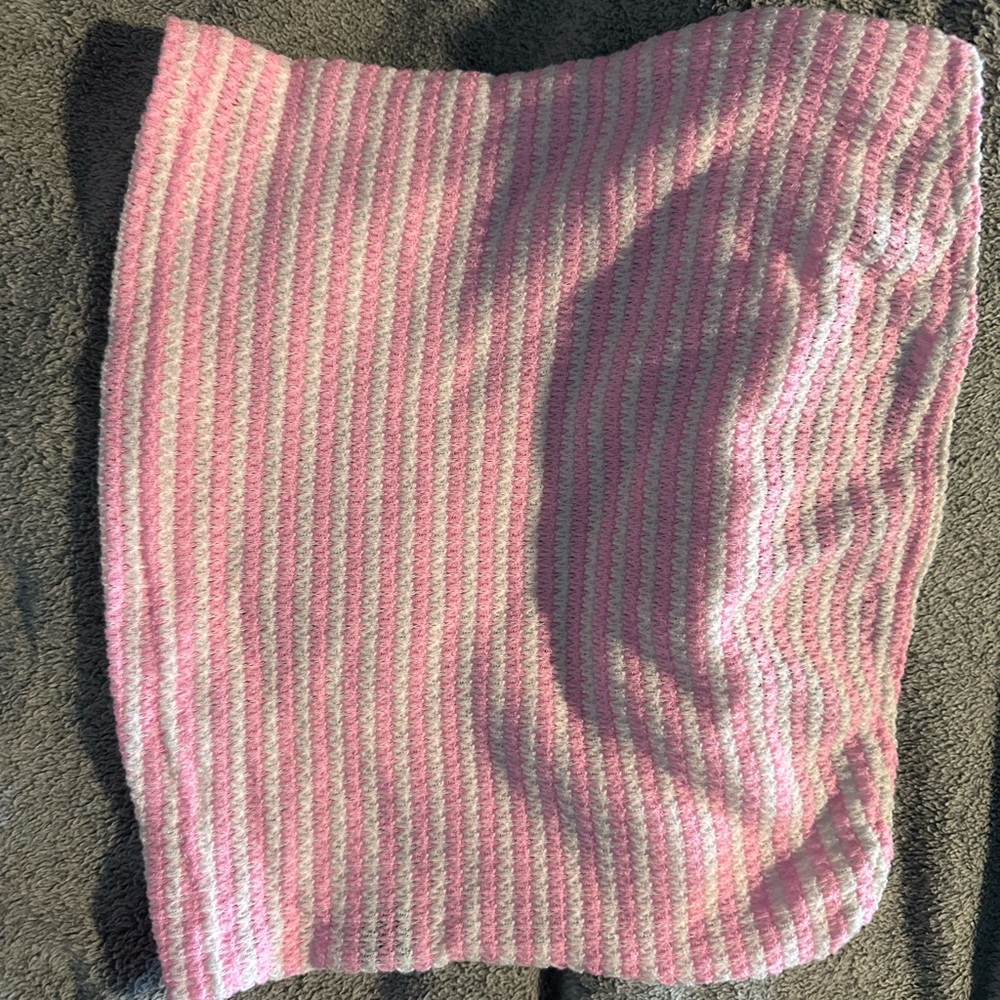 SHEIN Pink and White Striped Mini Skirt